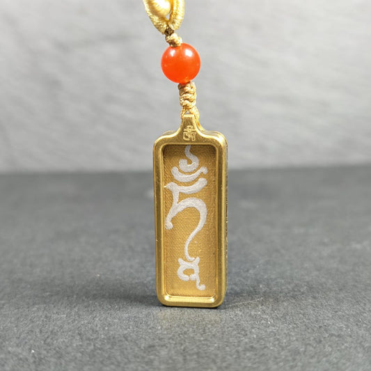 Hand-Painted Green Tara's Seed Syllable Tam Locket - Tibetan Gau Amulet- Stainless Steel Necklace - Spiritual Gift