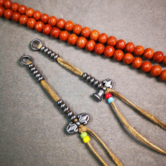 5mm Cold Iron Prayer Bead Counters with Dorje Bell Pendant - Gandhanra-ART