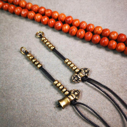 5mm Brass Prayer Bead Counters with Dorje Bell Pendant - Gandhanra-ART