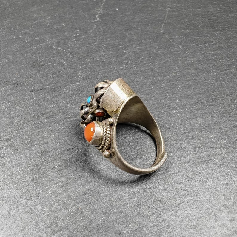 Unique Tibetan Silver Ring | Rotatable Vajra Ring | Adjustable Size | Protection Jewelry