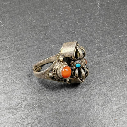 Unique Tibetan Silver Ring | Rotatable Vajra Ring | Adjustable Size | Protection Jewelry