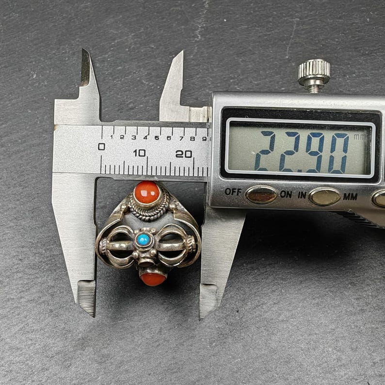 Unique Tibetan Silver Ring | Rotatable Vajra Ring | Adjustable Size | Protection Jewelry