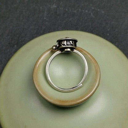Silver Prayer Wheel Ring - Gandhanra-ART