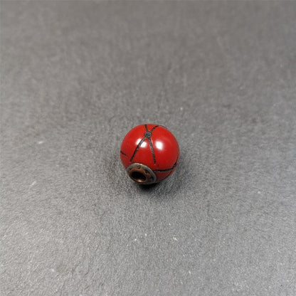 These marker beads were handmade by Tibetan craftsmen. It is made of plastic,inlaid copper and cold iron,red color,size is 0.6" × 0.6". Fit for 8-15mm mala (The reference in the photo is 8mm mala)