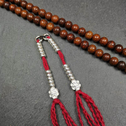 5mm Sterling Silver Prayer Bead Counters with Lucky Knot Pendant - Gandhanra-ART