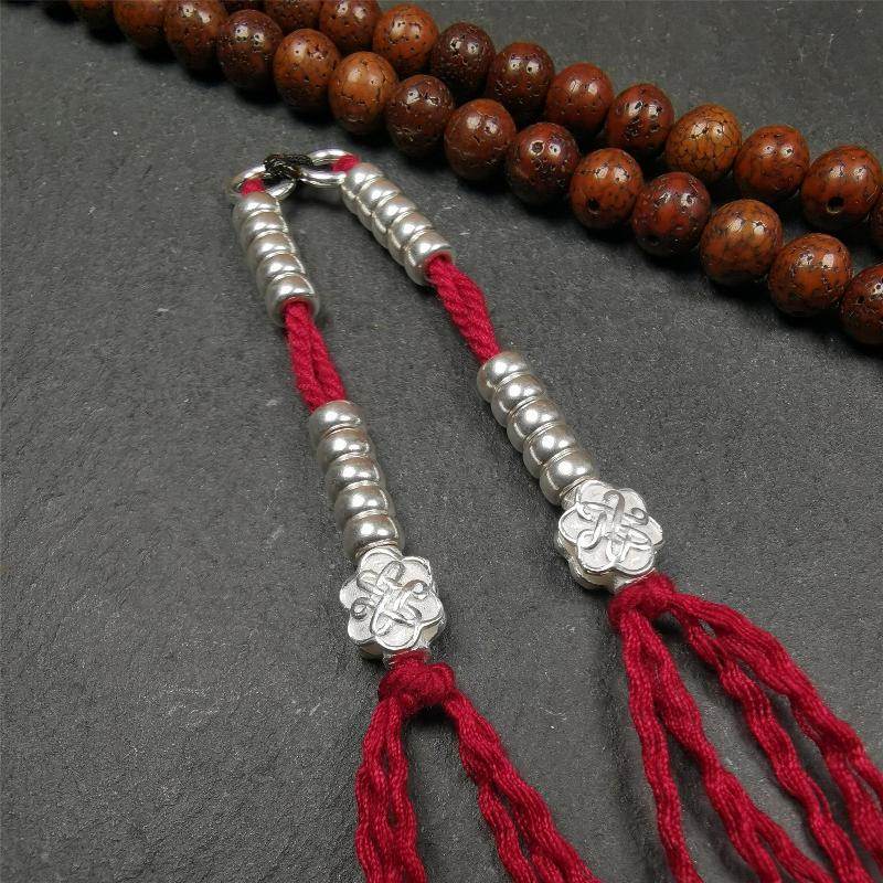5mm Sterling Silver Prayer Bead Counters with Lucky Knot Pendant - Gandhanra-ART