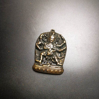 Thokcha Amulet Pendant,Mahakala, Buddhist Protector Deity, Made of Thunder Iron - Gandhanra-ART