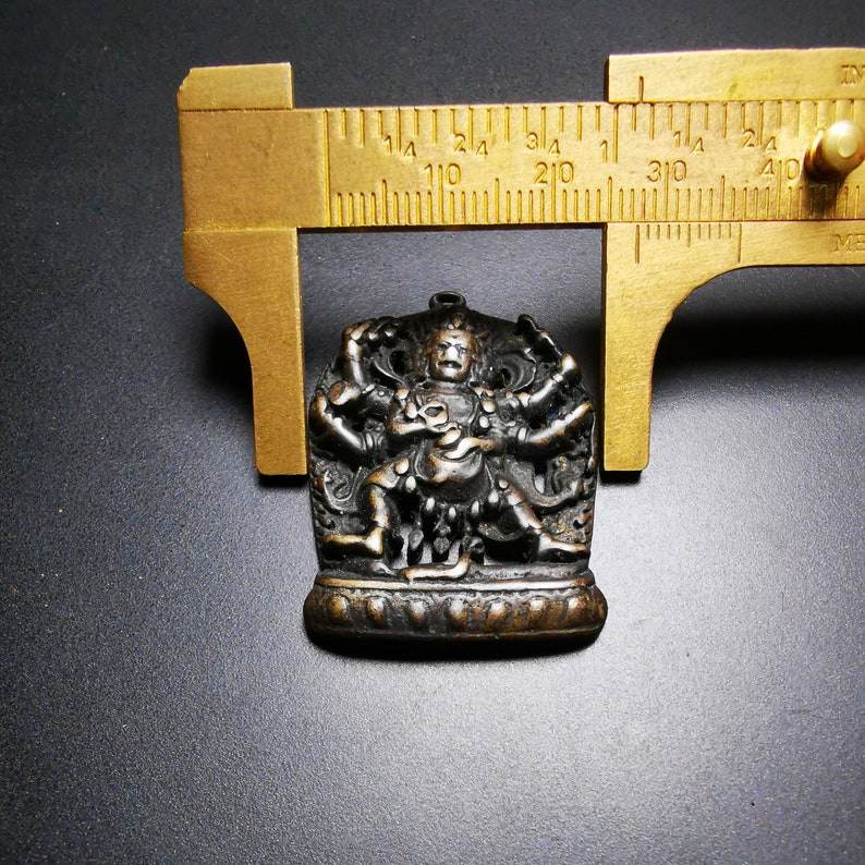 Thokcha Amulet Pendant,Mahakala, Buddhist Protector Deity, Made of Thunder Iron - Gandhanra-ART
