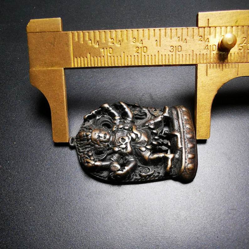 Thokcha Amulet Pendant,Mahakala, Buddhist Protector Deity, Made of Thunder Iron - Gandhanra-ART