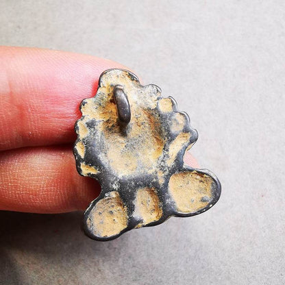 Buddhist Amulet Badge,Triratna,Mani Jewel/Wish-Fulfilling Cintamani,Nandipada Pendant Stamp,60 Years Old - Gandhanra-ART