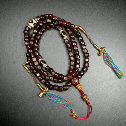 Mala Necklace,Old 8mm 108 Rudraksha Prayer Beads - Gandhanra-ART