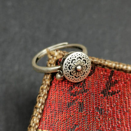 Silver Prayer Wheel Ring - Gandhanra-ART
