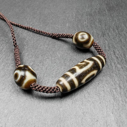 Tibetan Dzi Necklace - Garuda Dzi + 3 Eyes Dalo Dzi Amulet - Gandhanra-ART