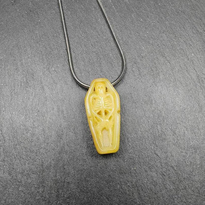 Yak Bone Carved Skeleton Pendant,32mm × 15mm - Gandhanra-ART