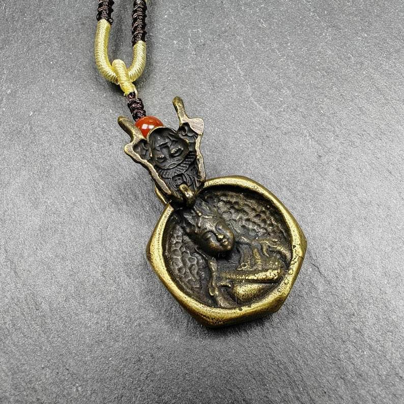 Double Faced Drashi Lhamo Amulet,Zashi Lhamo Pendant - Gandhanra-ART