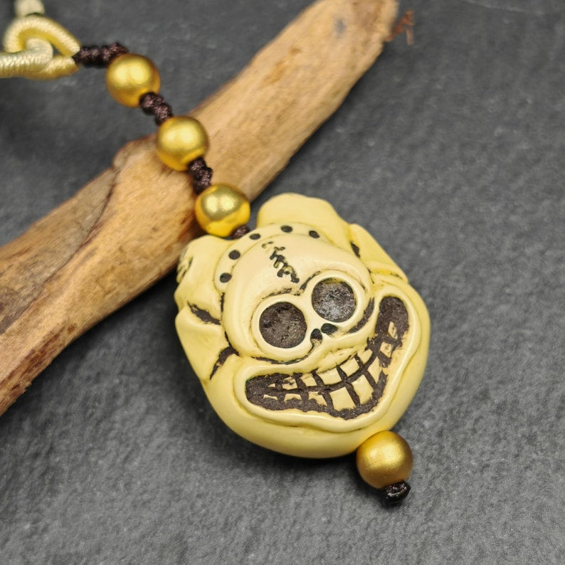 Tibetan Amulet,Citipati Skull Pendant,Made of Celluloid Gandhanra-ART