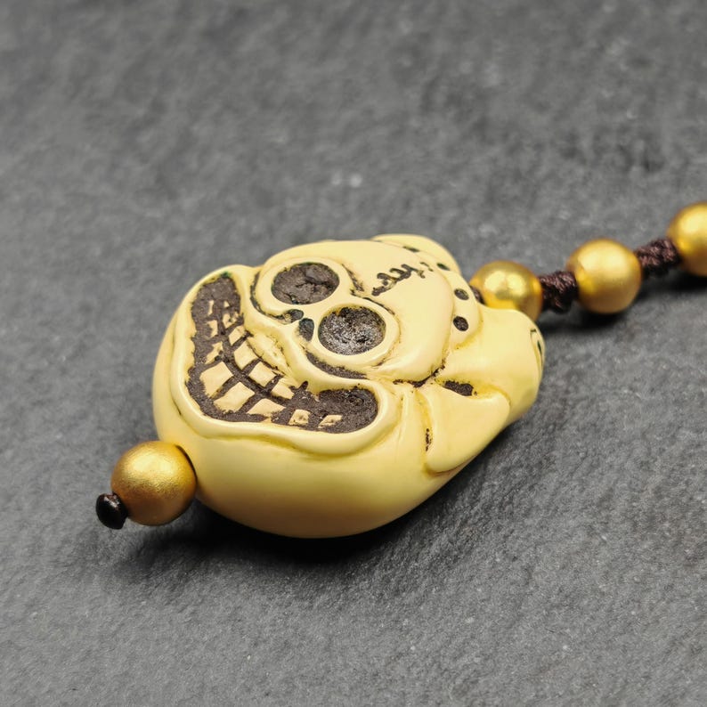 Tibetan Amulet,Citipati Skull Pendant,Made of Celluloid Gandhanra-ART