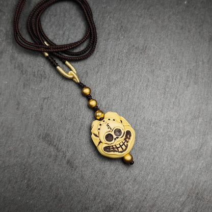 Tibetan Amulet,Citipati Skull Pendant,Made of Celluloid Gandhanra-ART