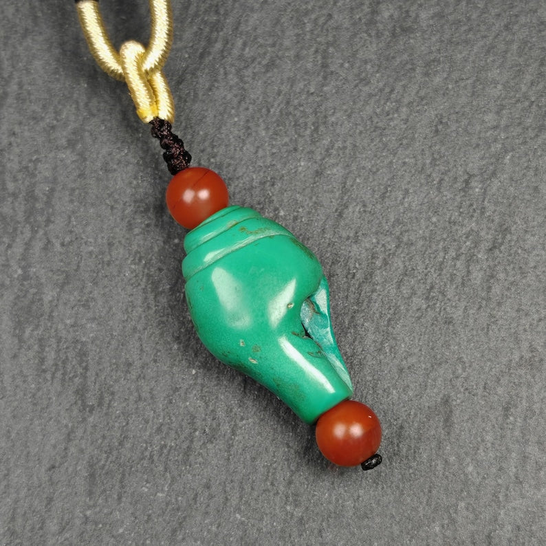Shankha Amulet,Turquoise Conch Shell Pendant,25×15mm Gandhanra-ART