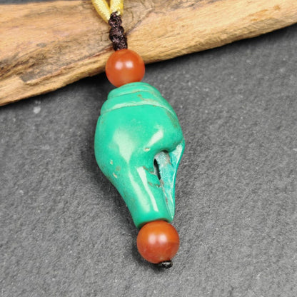 Shankha Amulet,Turquoise Conch Shell Pendant,25×15mm Gandhanra-ART