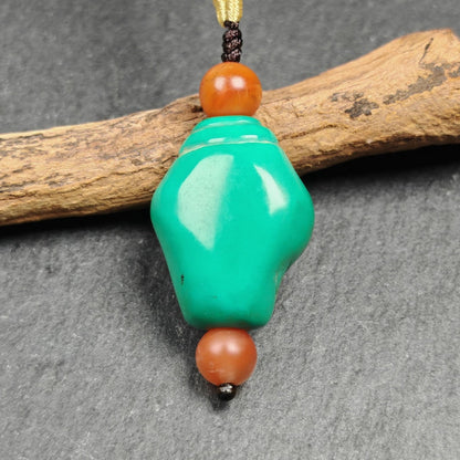 Shankha Amulet,Hand Carved Turquoise Conch Shell Pendant,25×20mm Gandhanra-ART