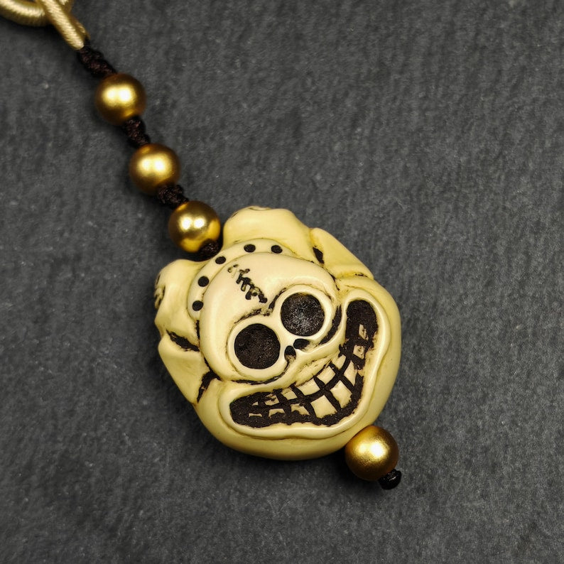 Tibetan Amulet,Citipati Skull Pendant,Made of Celluloid Gandhanra-ART