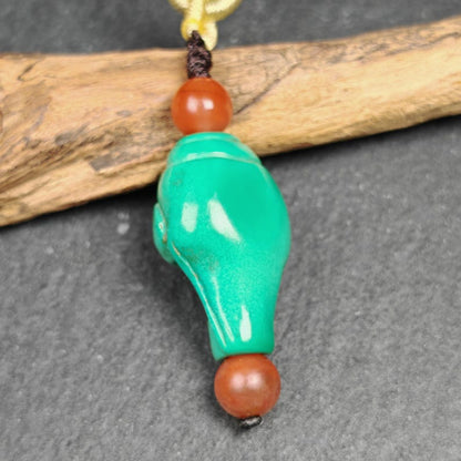 Shankha Amulet,Turquoise Conch Shell Pendant,25×15mm Gandhanra-ART