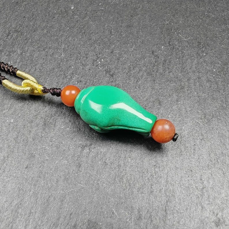 Shankha Amulet,Turquoise Conch Shell Pendant,25×15mm Gandhanra-ART