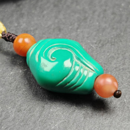 Shankha Amulet,Hand Carved Turquoise Conch Shell Pendant,25×20mm Gandhanra-ART