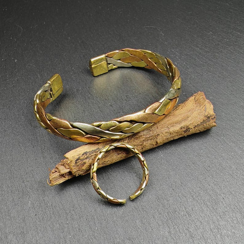 Tibetan Jewelry, Cuff Bracelet + Ring,Made of Bronze,Copper,Brass Gandhanra-ART