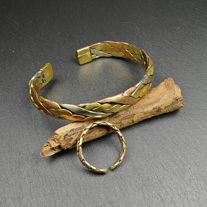 Tibetan Jewelry, Cuff Bracelet + Ring,Made of Bronze,Copper,Brass Gandhanra-ART