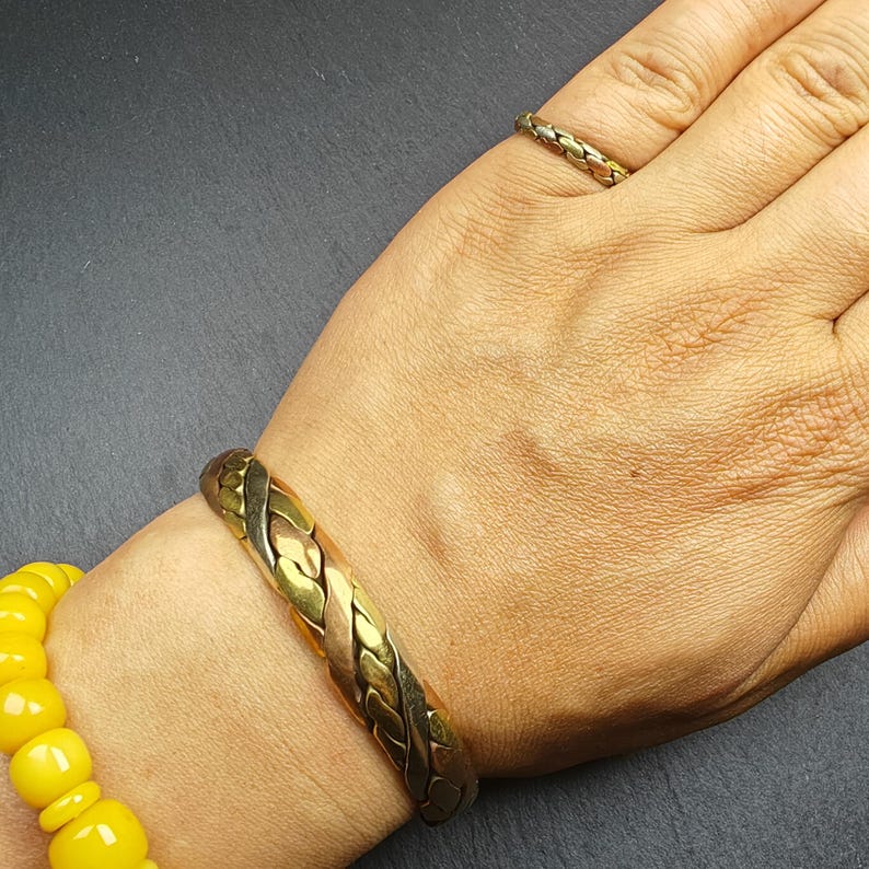 Tibetan Jewelry, Cuff Bracelet + Ring,Made of Bronze,Copper,Brass Gandhanra-ART