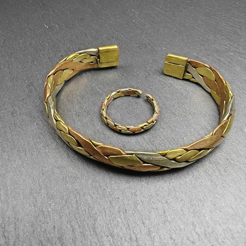 Tibetan Jewelry, Cuff Bracelet + Ring,Made of Bronze,Copper,Brass Gandhanra-ART