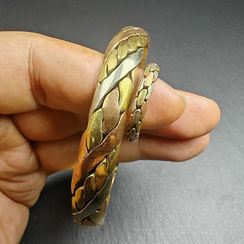 Tibetan Jewelry, Cuff Bracelet + Ring,Made of Bronze,Copper,Brass Gandhanra-ART