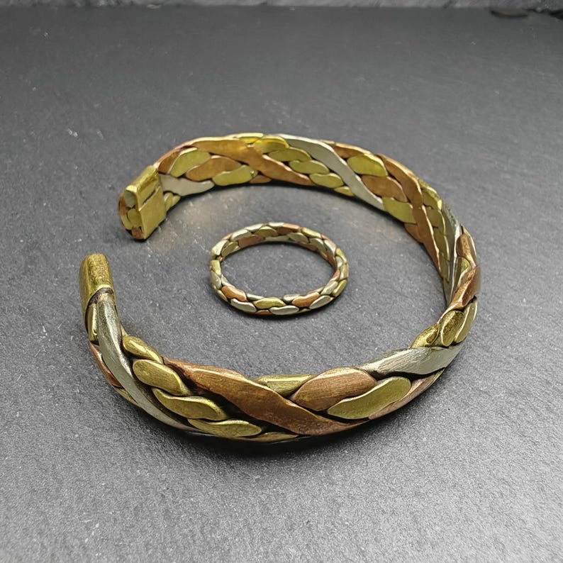 Tibetan Jewelry, Cuff Bracelet + Ring,Made of Bronze,Copper,Brass Gandhanra-ART