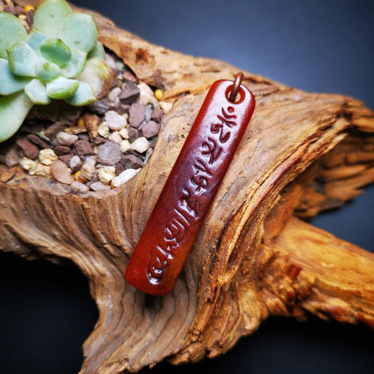 Amulet,Yak Bone,Sutra Pendant 2.2"×0.51" Gandhanra-ART