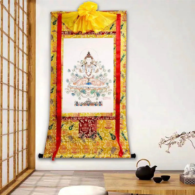 Chenrezig Woodblock Thangka Art - Gandhanra-ART