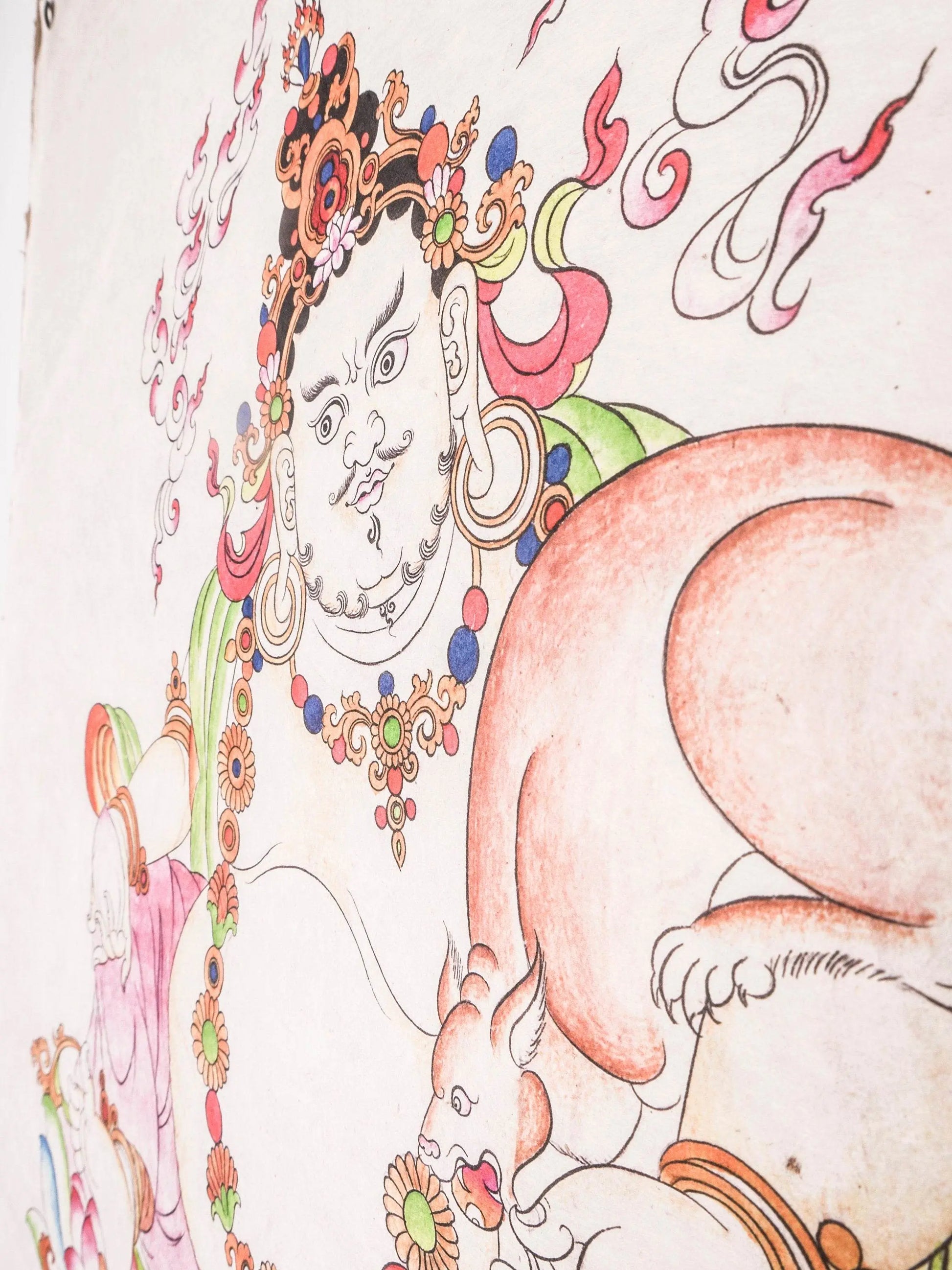 Dzambhala,Yelllow Jambhala,Woodblock Thangka Art - Gandhanra-ART