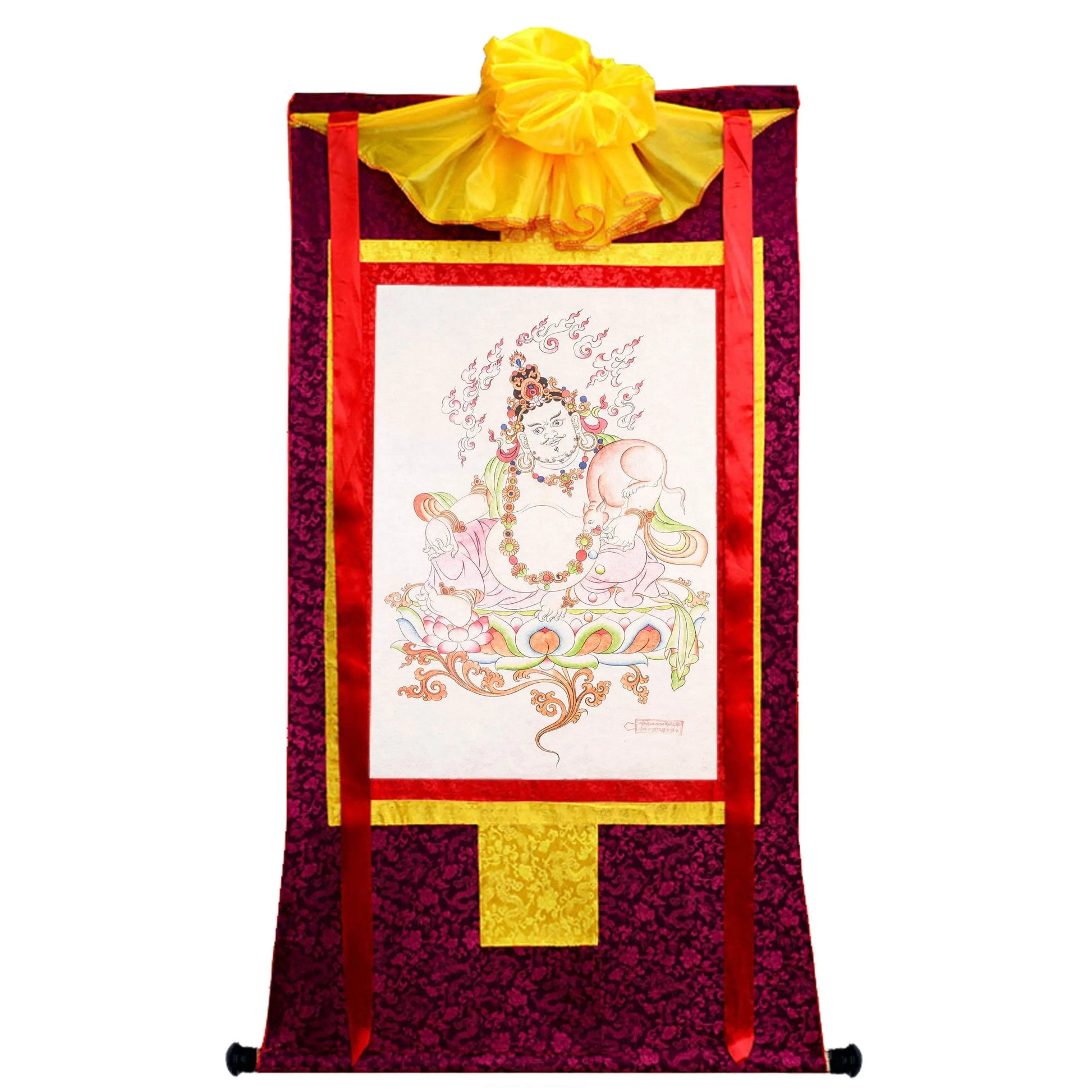 Dzambhala,Yelllow Jambhala,Woodblock Thangka Art - Gandhanra-ART