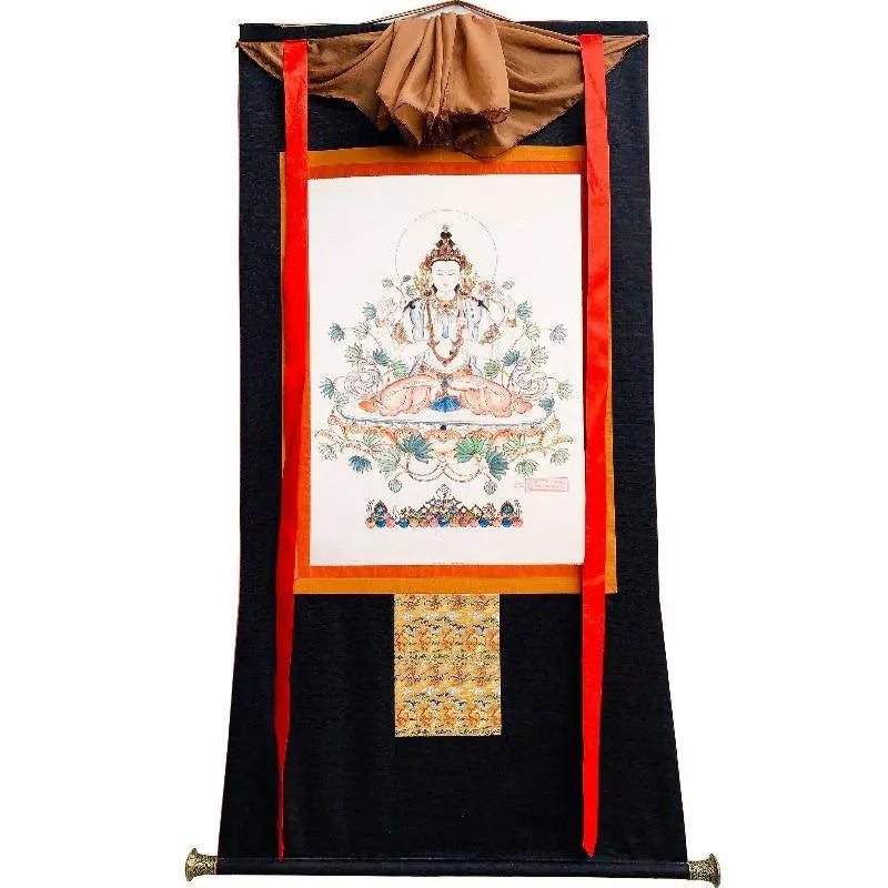 Chenrezig Woodblock Thangka Art - Gandhanra-ART