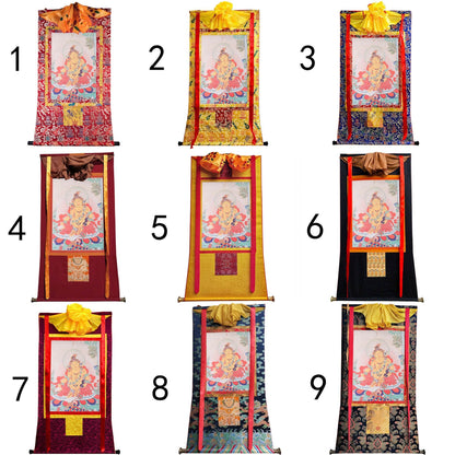 Yellow Jambhala ,Woodblock Thangka Art - Gandhanra-ART
