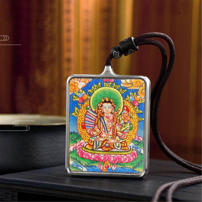 Gandhanra Handpainted Locket Thangka Amulet,Manjusri,Wisdom Buddha,Packed in Gau Shrine Box - Gandhanra-ART