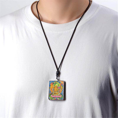 Gandhanra Handpainted Locket Thangka Amulet,Manjusri,Wisdom Buddha,Packed in Gau Shrine Box - Gandhanra-ART