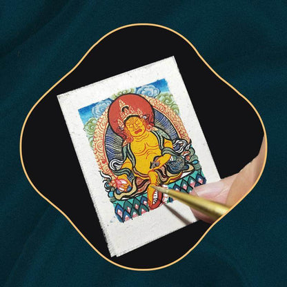 Gandhanra Handpainted Locket Thangka Amulet,Manjusri,Wisdom Buddha,Packed in Gau Shrine Box - Gandhanra-ART