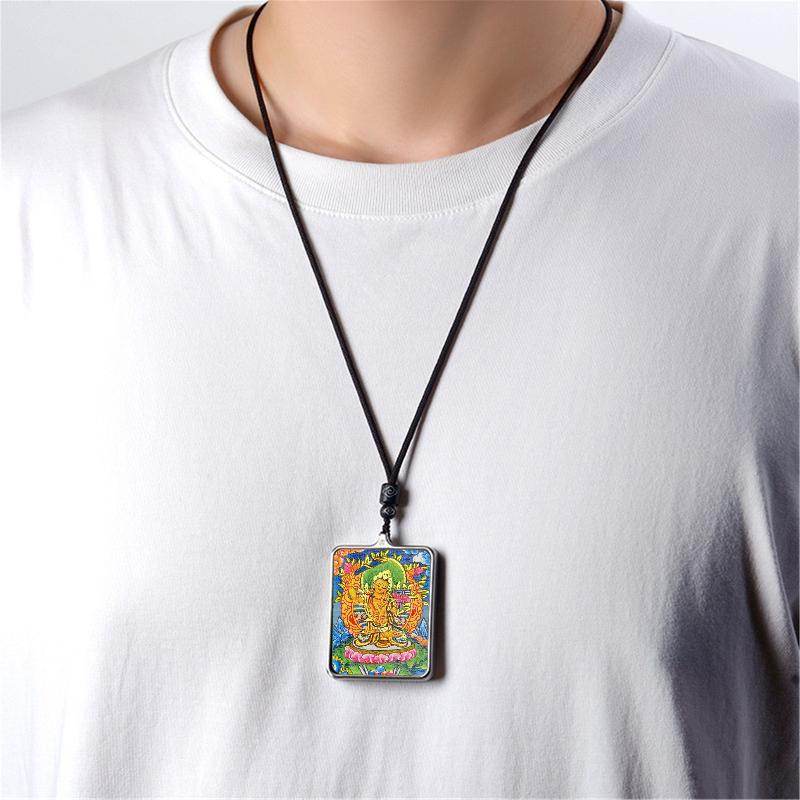 Gandhanra Handpainted Locket Thangka Amulet,Manjusri,Wisdom Buddha,Packed in Gau Shrine Box - Gandhanra-ART