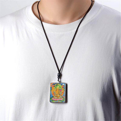 Gandhanra Handpainted Locket Thangka Amulet,Manjusri,Wisdom Buddha,Packed in Gau Shrine Box - Gandhanra-ART