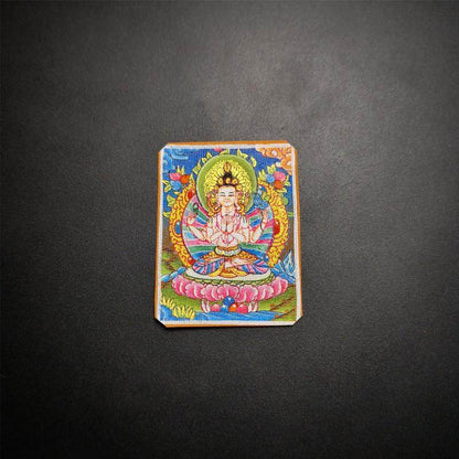 Gandhanra Handpainted Locket Thangka Amulet,Chenrezig,Avalokitesvara,Padmapani,Packed in Gau Shrine Box - Gandhanra-ART