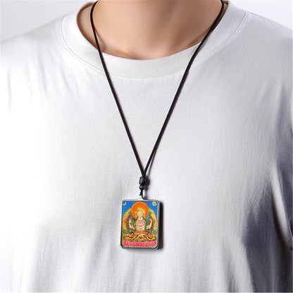 Gandhanra Handpainted Locket Thangka Amulet,Chenrezig,Avalokitesvara,Padmapani,Packed in Gau Shrine Box - Gandhanra-ART