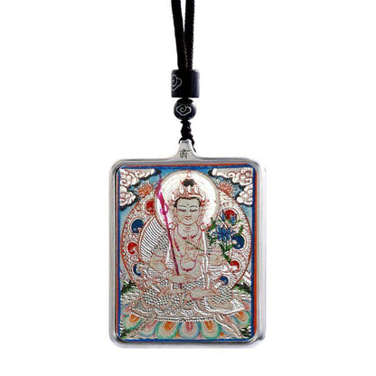 Gandhanra Handpainted Locket Thangka Amulet,Manjusri,Wisdom Buddha,Packed in Gau Shrine Box - Gandhanra-ART
